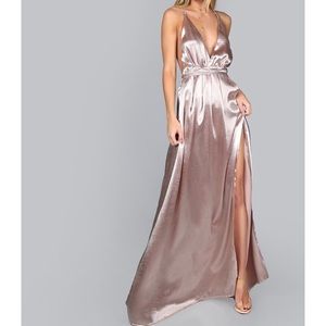 Shein Cross Back Satin Maxi Dress